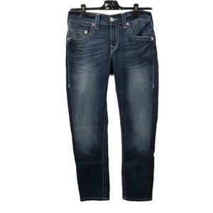 𝅺true Religion Womens Blue Dark Wash Pockets Basic Slim Skinny Denim Jean…